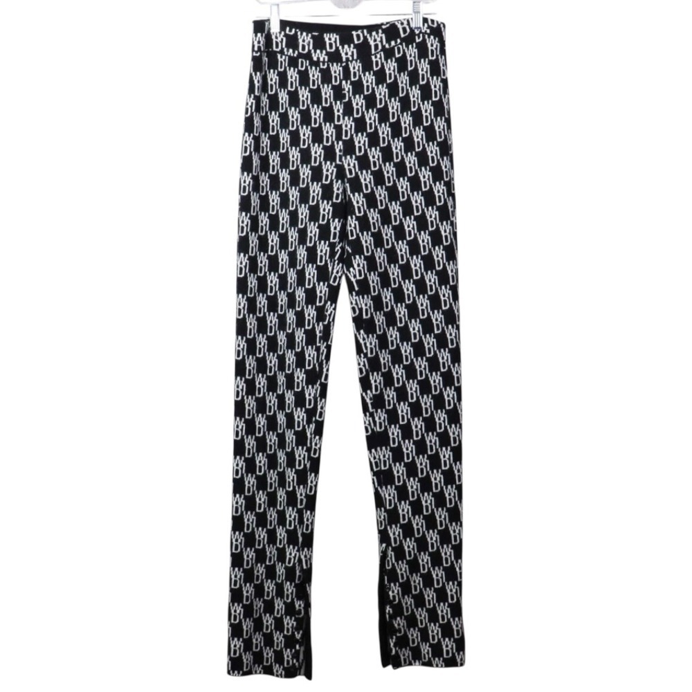 We11Done Pants Womens Medium Black Slim Cashmere Wool Monogram Preppy Knitted